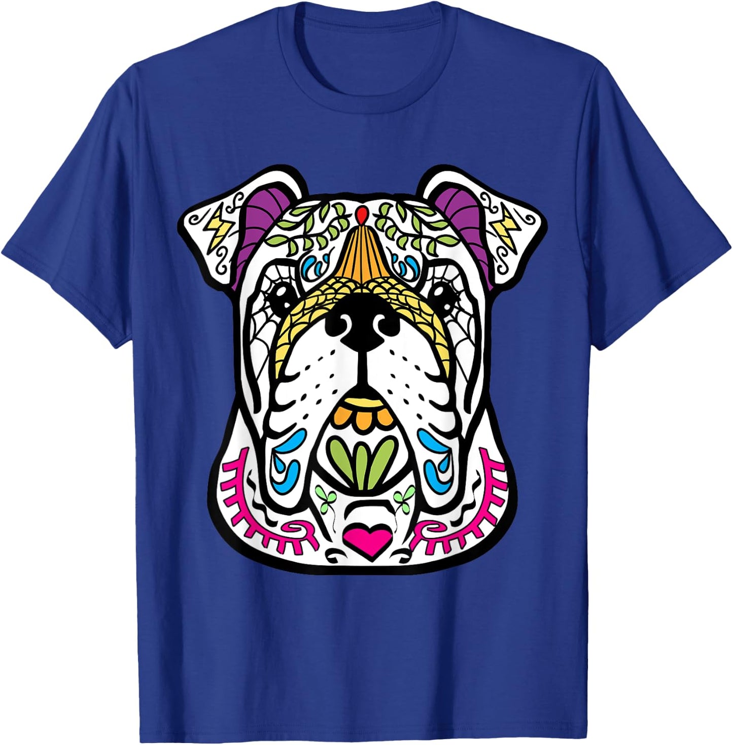 English Bulldog - Day Of The Dead Sugar Skull Dog Shirt Gift T-Shirt - T-Shirt | Royal