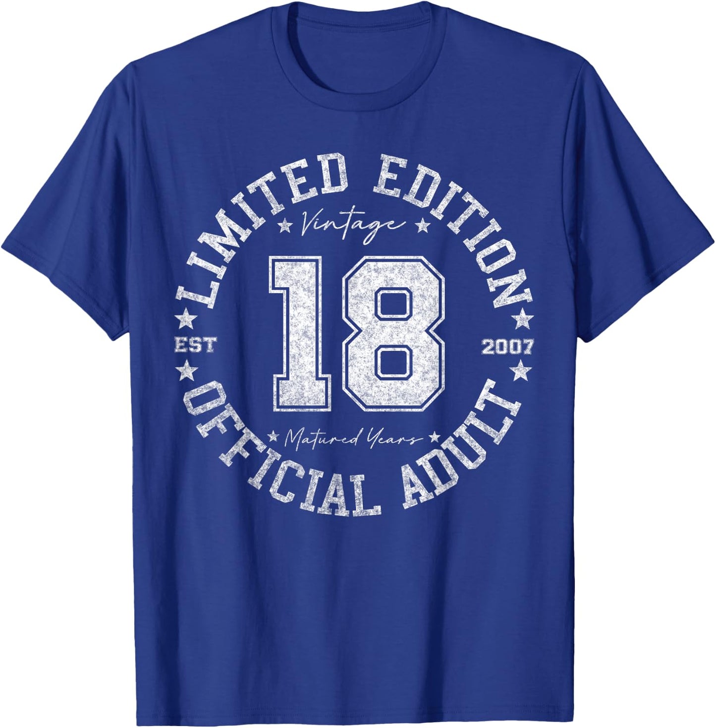Official Adult 18 Year Old Gifts Vintage 2007 18th Birthday T-Shirt - T-Shirt | Royal