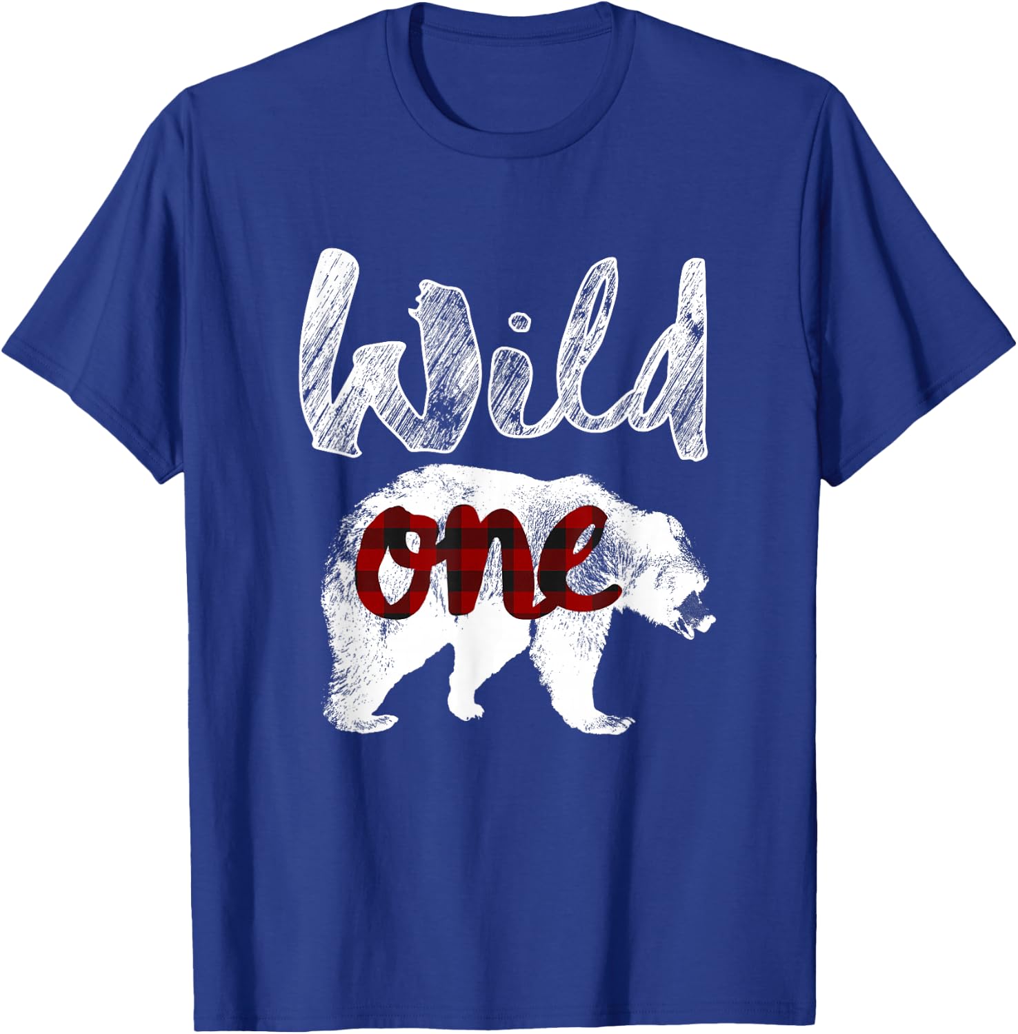 Bear Wild One Shirt 1st Birthday Lumberjack Buffalo Plaid T-Shirt - T-Shirt | Royal