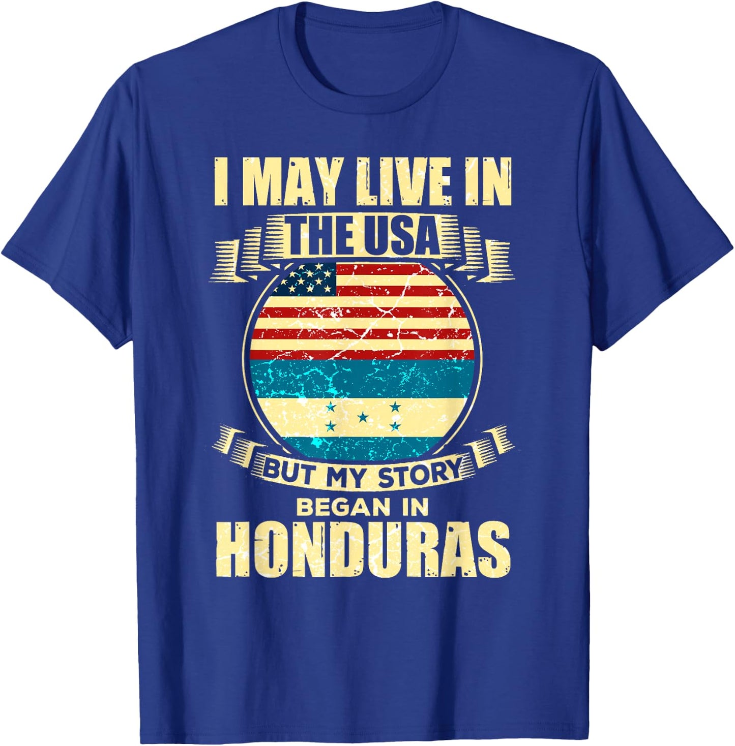 Home USA Honduras American Honduran Flag T-Shirt - T-Shirt | Royal
