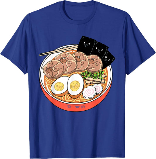 Ramen Pugs Funny T- Shirt by Huebucket T-Shirt - T-Shirt | Royal