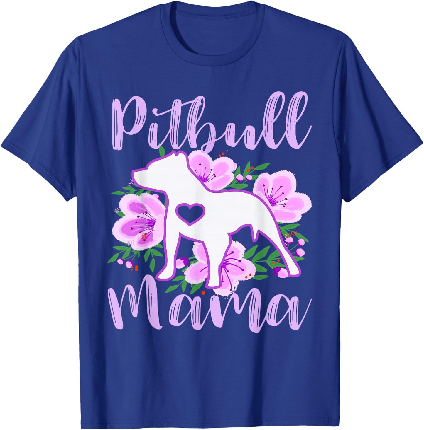 Pitbull Mama Purple Flowers Cute Pit Bull Pretty Mommy T-Shirt - T-Shirt | Royal