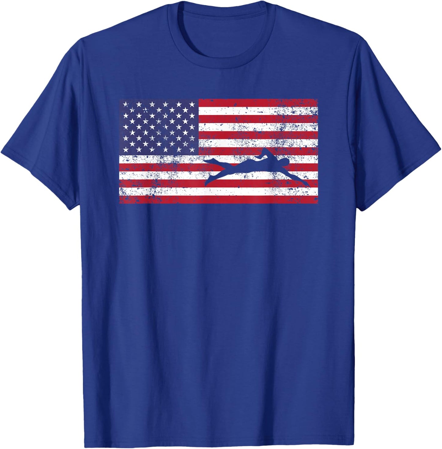 American Flag Swim Swimmer Swimming 4TH OF JULY Gift T-Shirt - T-Shirt | Royal