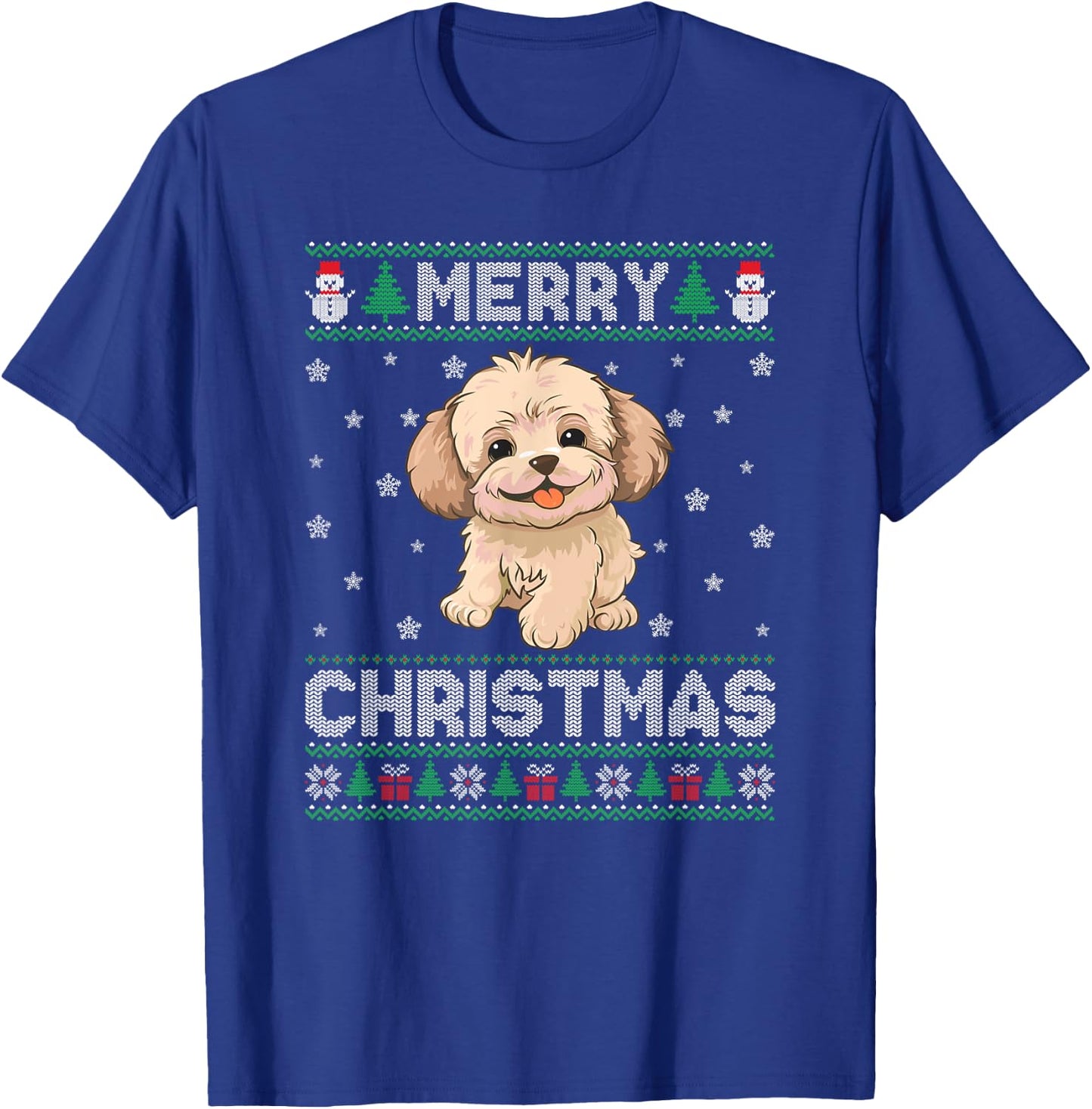Maltipoo Dog Men Women Kids Ugly Christmas Sweater T-Shirt - T-Shirt | Royal
