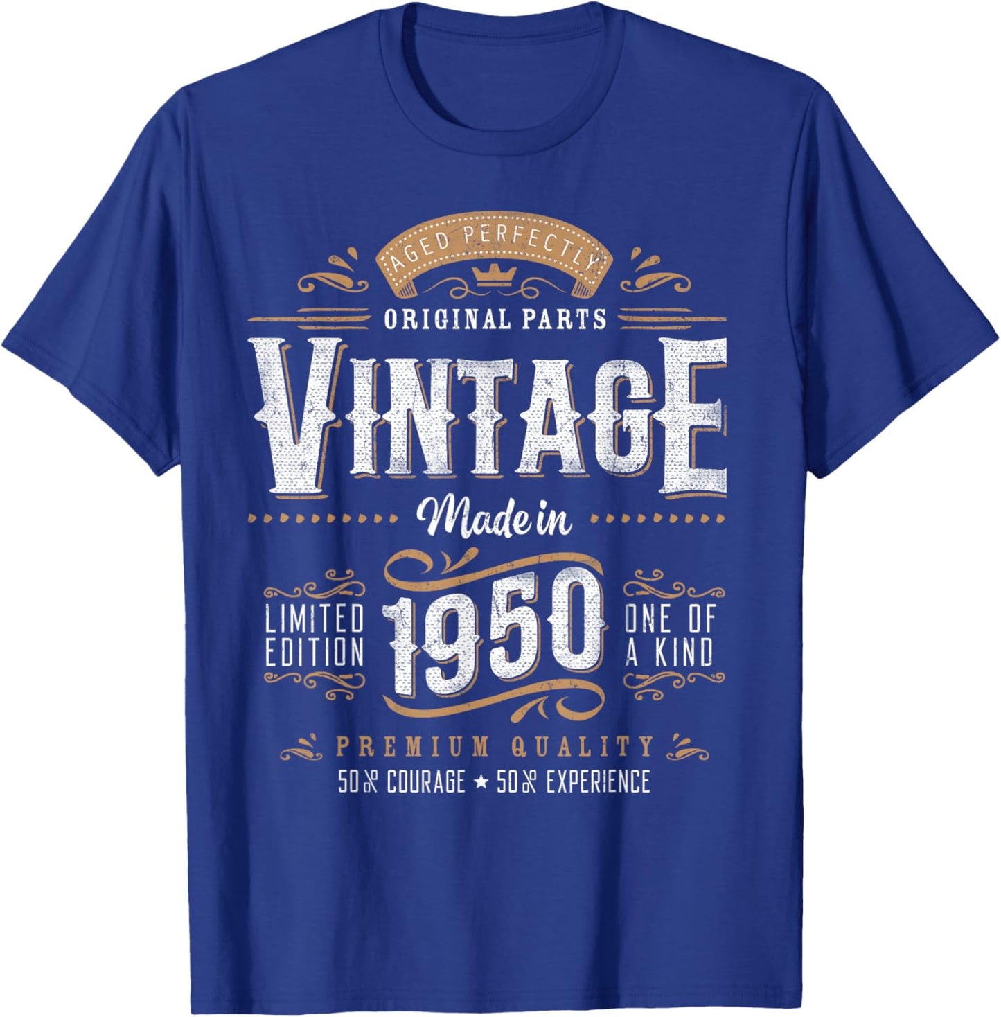 Vintage 1950 75th Birthday Gifts Women Men 75 Year Old T-Shirt - T-Shirt | Royal