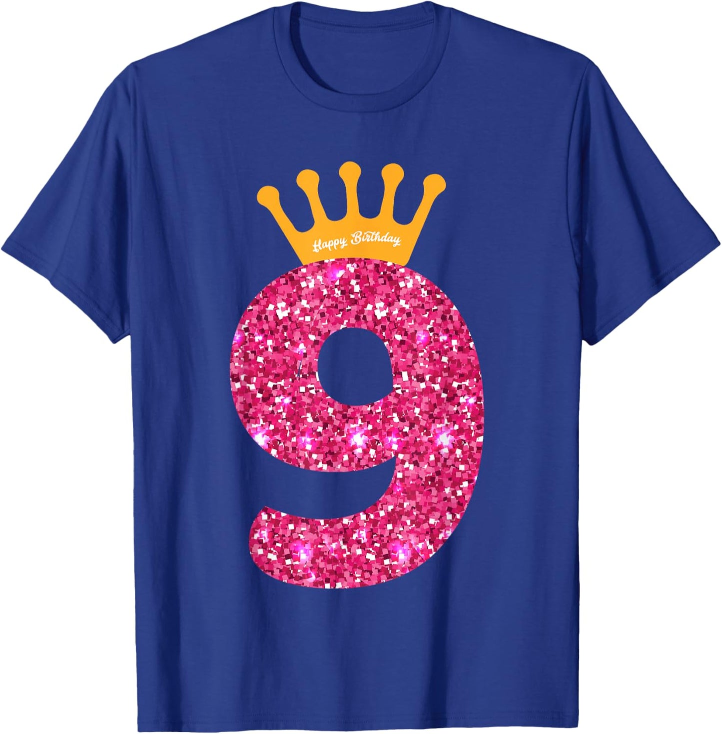 Happy Birthday Shirt, Girls 9th Party 9 Years Old Bday T-Shirt - T-Shirt | Royal