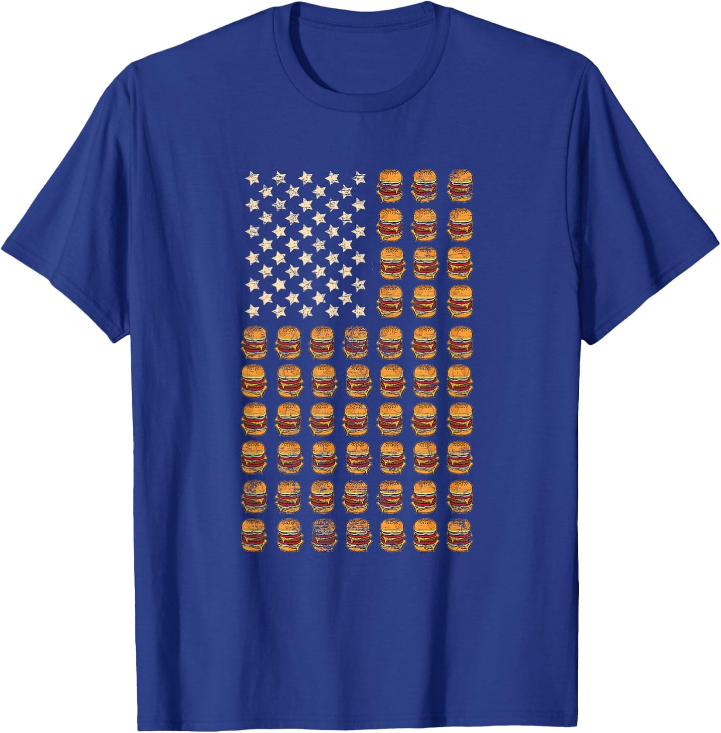 Cheeseburger Patriotic USA American Flag National Burger Day T-Shirt - T-Shirt | Royal
