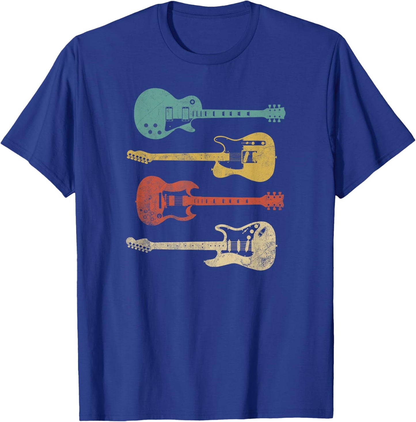 Vintage Music Apparel for Guitarists & Rock Fans Retro Electric Guitars - -Adults, Black, Small T-Shirt - T-Shirt | Royal