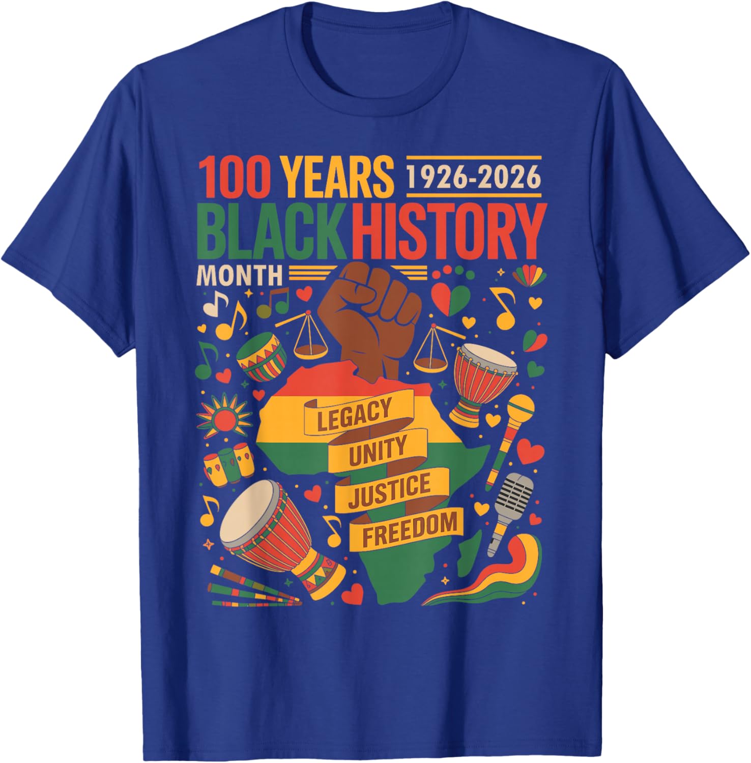 100 Years Black History Centennial Black History Month T-Shirt - T-Shirt | Royal