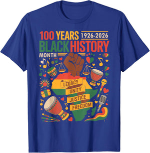 100 Years Black History Centennial Black History Month T-Shirt - T-Shirt | Royal
