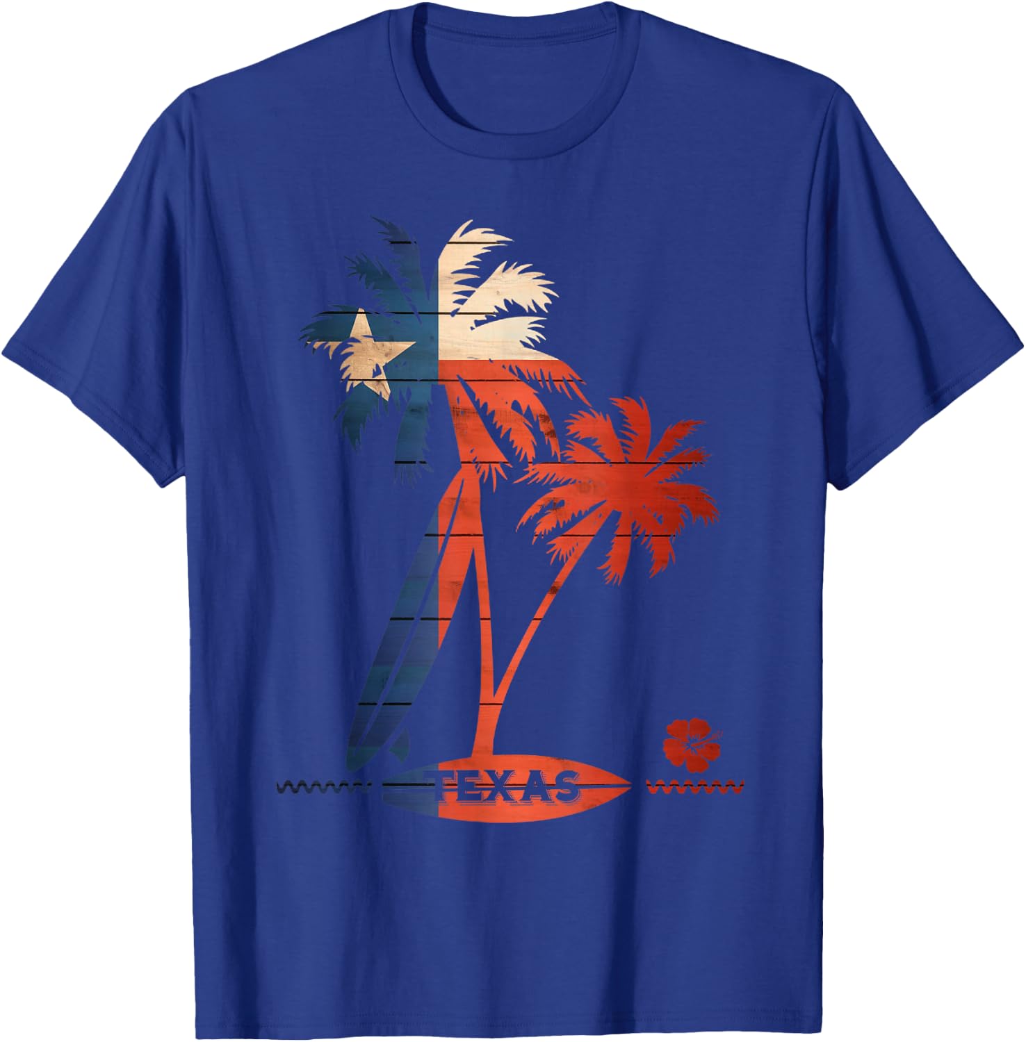 Surf Texas Palm Tree and Surfboard Shirt T-Shirt - T-Shirt | Royal