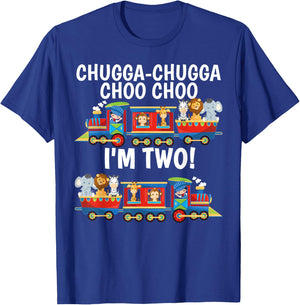 Chugga Chugga Choo Choo I'm 2 Trains Birthday For Toddlers T-Shirt - T-Shirt | Royal