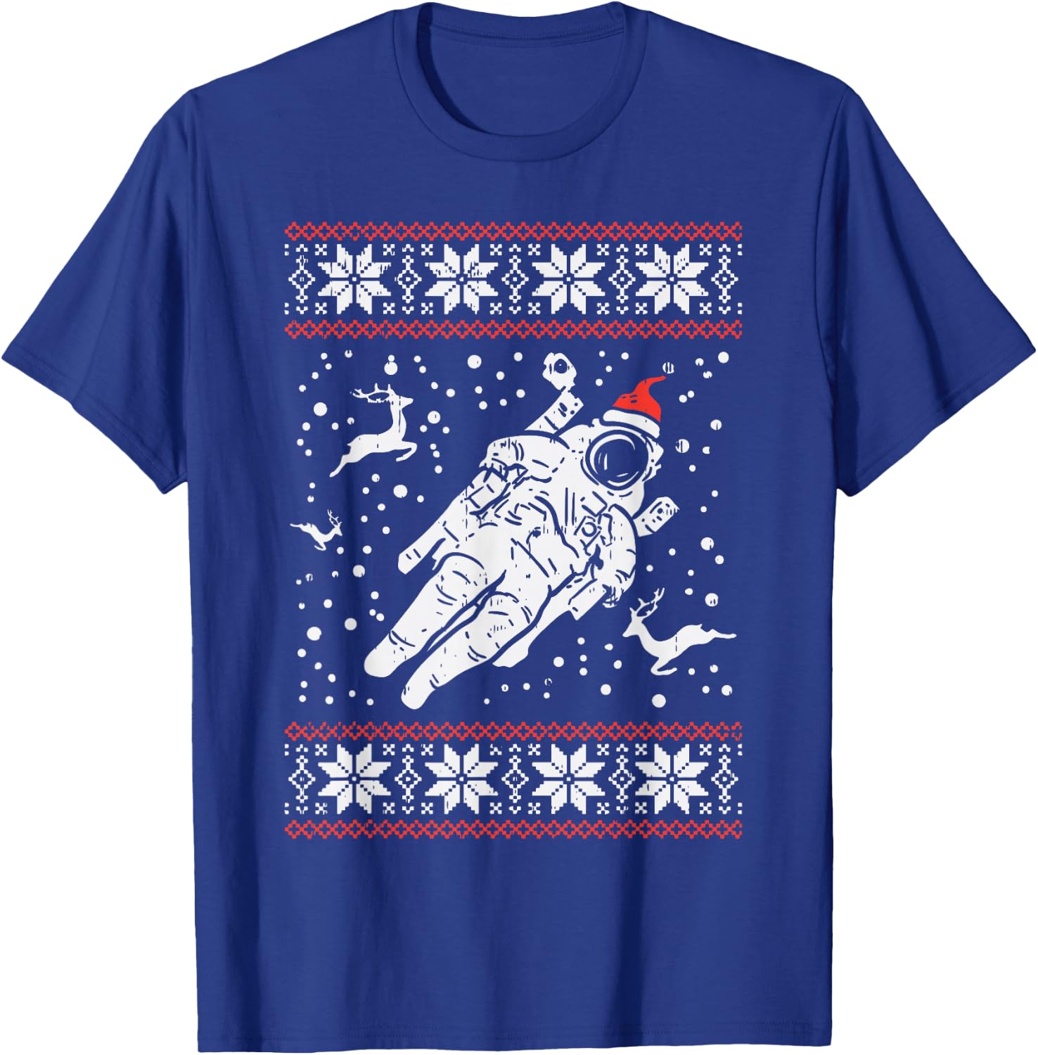 Astronaut Ugly Christmas Sweater Xmas Space Lover Boys PJ T-Shirt - T-Shirt | Royal