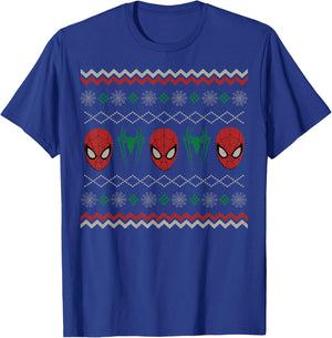Marvel Spider-Man Ugly Christmas Sweater T-Shirt - T-Shirt | Royal