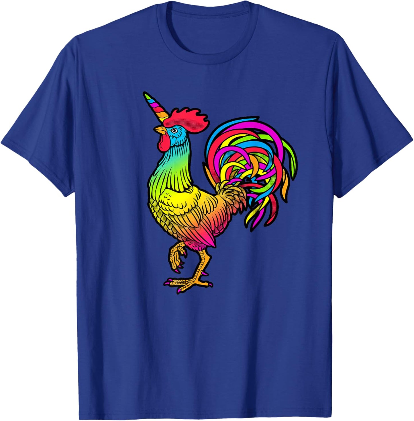 Chicken Unicorn Rainbow Rooster Graphic T-Shirt - T-Shirt | Royal