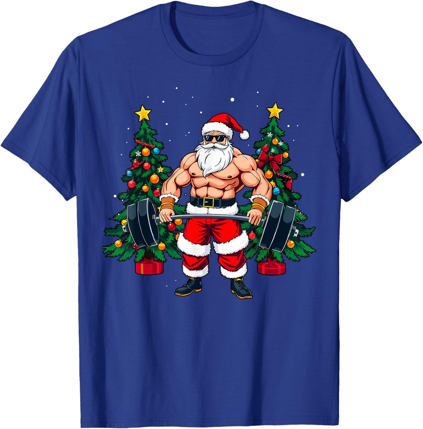 Muscle Santa Weightlifter Christmas Powerlifting Xmas Gym T-Shirt - T-Shirt | Royal