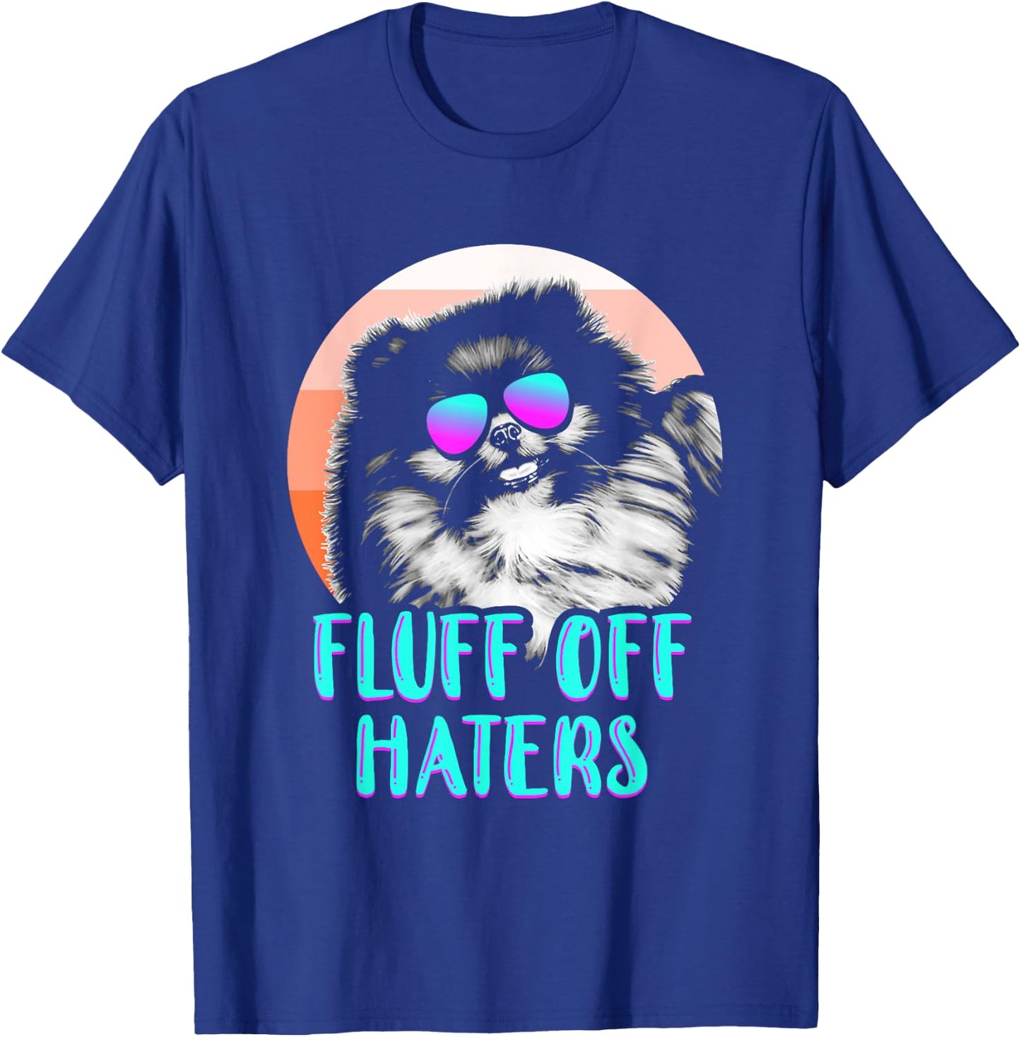 Funny Pomeranian Face Sunglasses No Fluffs Given Dog Lover Men Women Girls Kids T-Shirt - T-Shirt | Royal