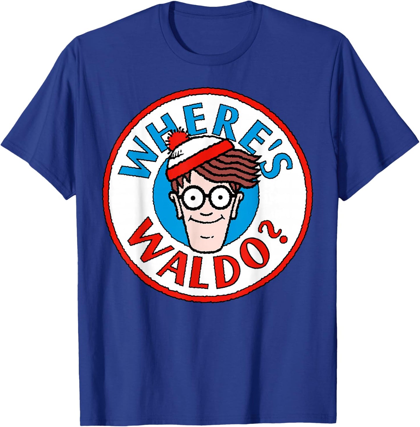 Where's Waldo Head Portrait Circle Logo T-Shirt - T-Shirt | Royal
