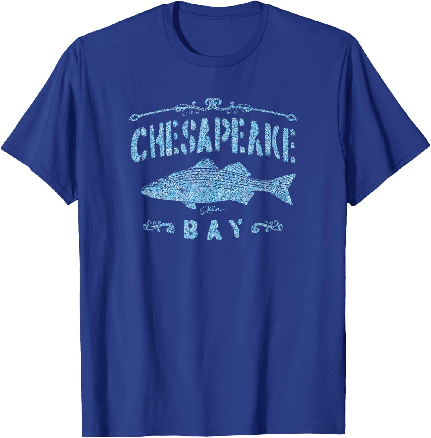 JCombs: Chesapeake Bay Striped Bass (Distressed) T-Shirt - T-Shirt | Royal