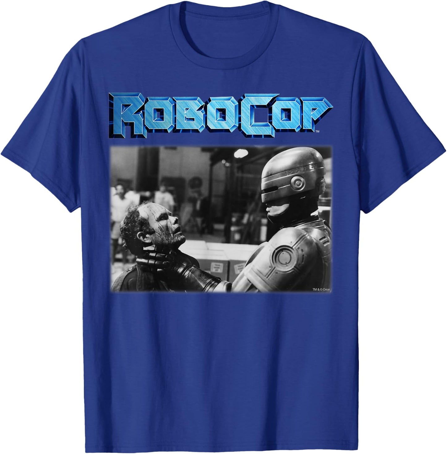 RoboCop And Clarence Boddicker Portrait Logo T-Shirt - T-Shirt | Royal