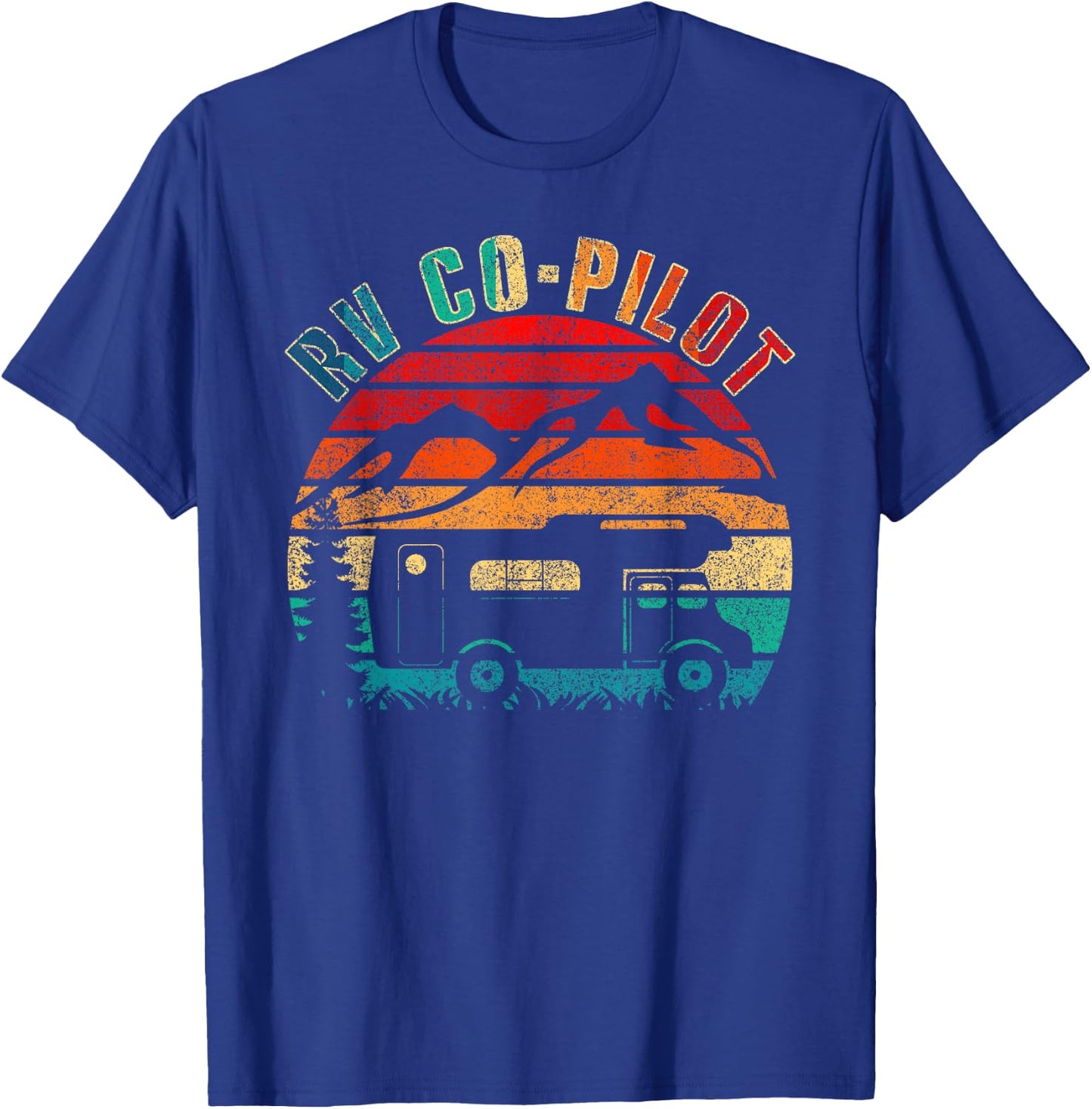 Funny Vintage Motorhome Travel Vacation RV Co-Pilot Camping - Black, Medium, , Short Sleeve, Classic Fit, Cotton Blend, Polyester T-Shirt - T-Shirt | Royal