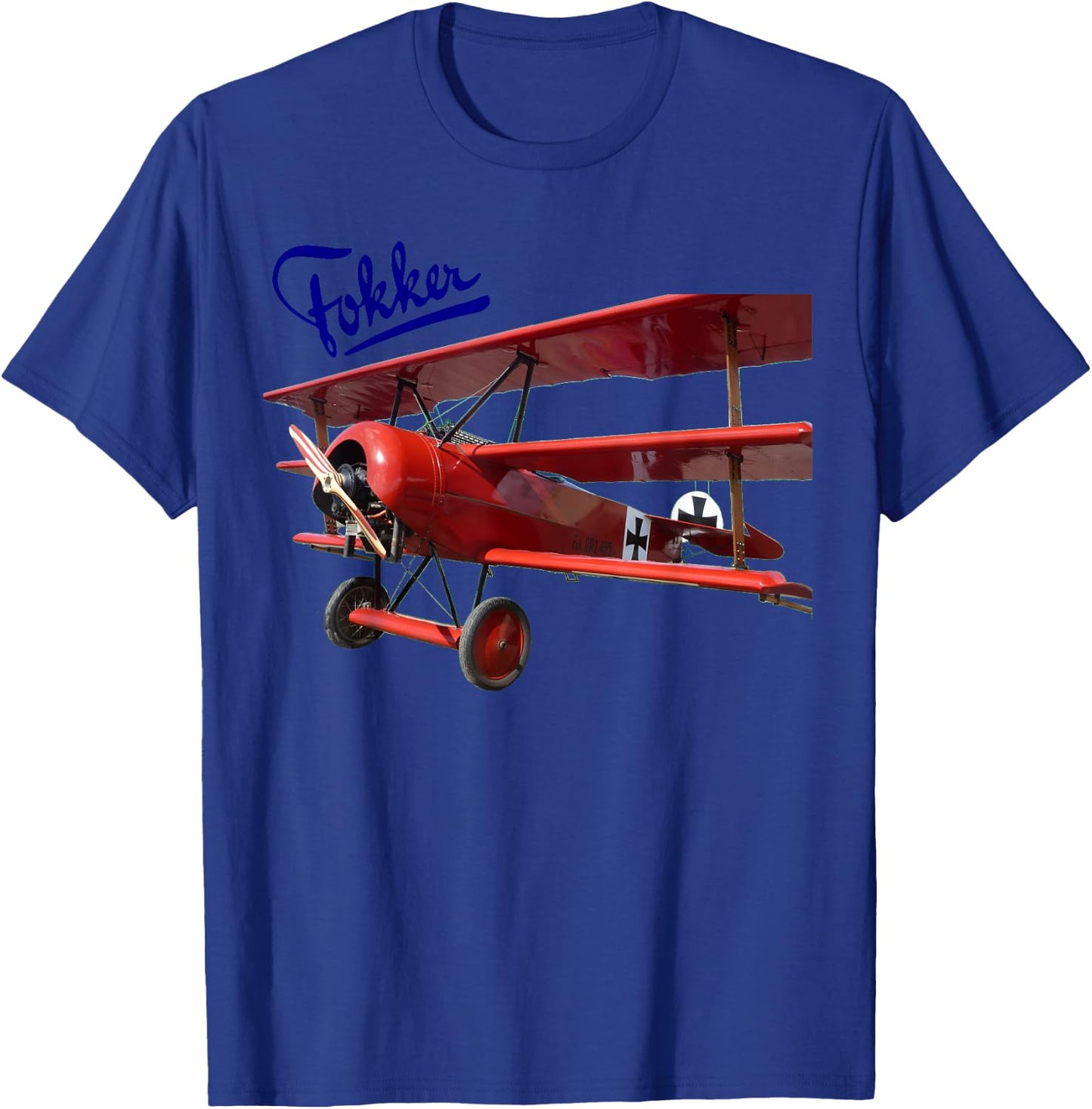 Vintage Aeroplane Fokker D3 Triplane Red Baron WW1 T-Shirt - T-Shirt | Royal