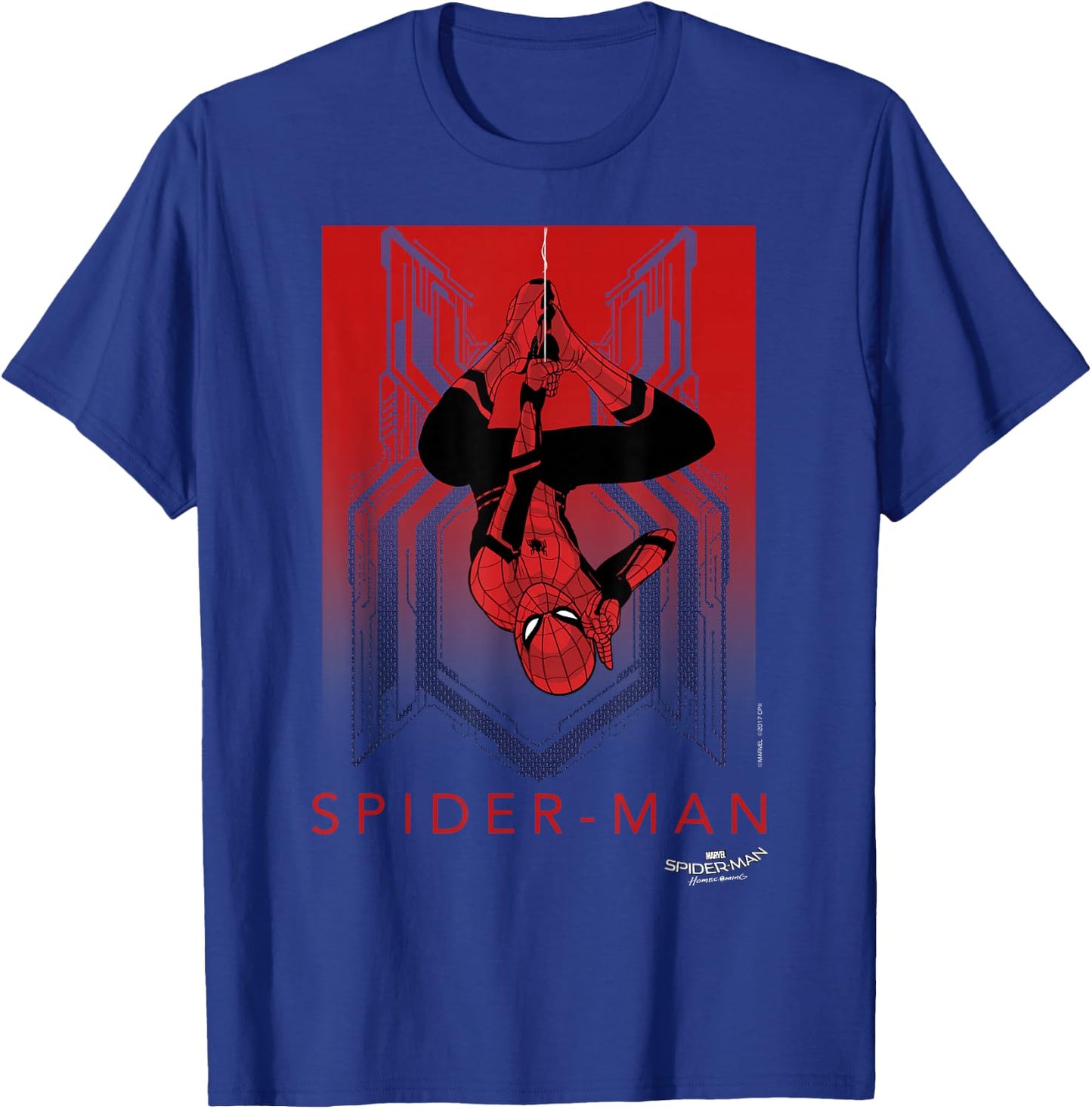 Marvel Spider-Man Homecoming Hanging Upside Down T-Shirt - T-Shirt | Royal