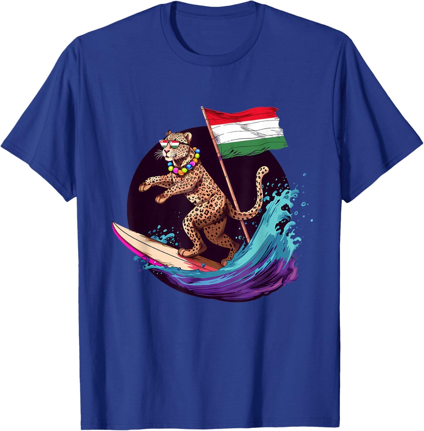 Hungary Flag Surfing Leopard Hungarian Pride Hungarian Roots T-Shirt - T-Shirt | Royal