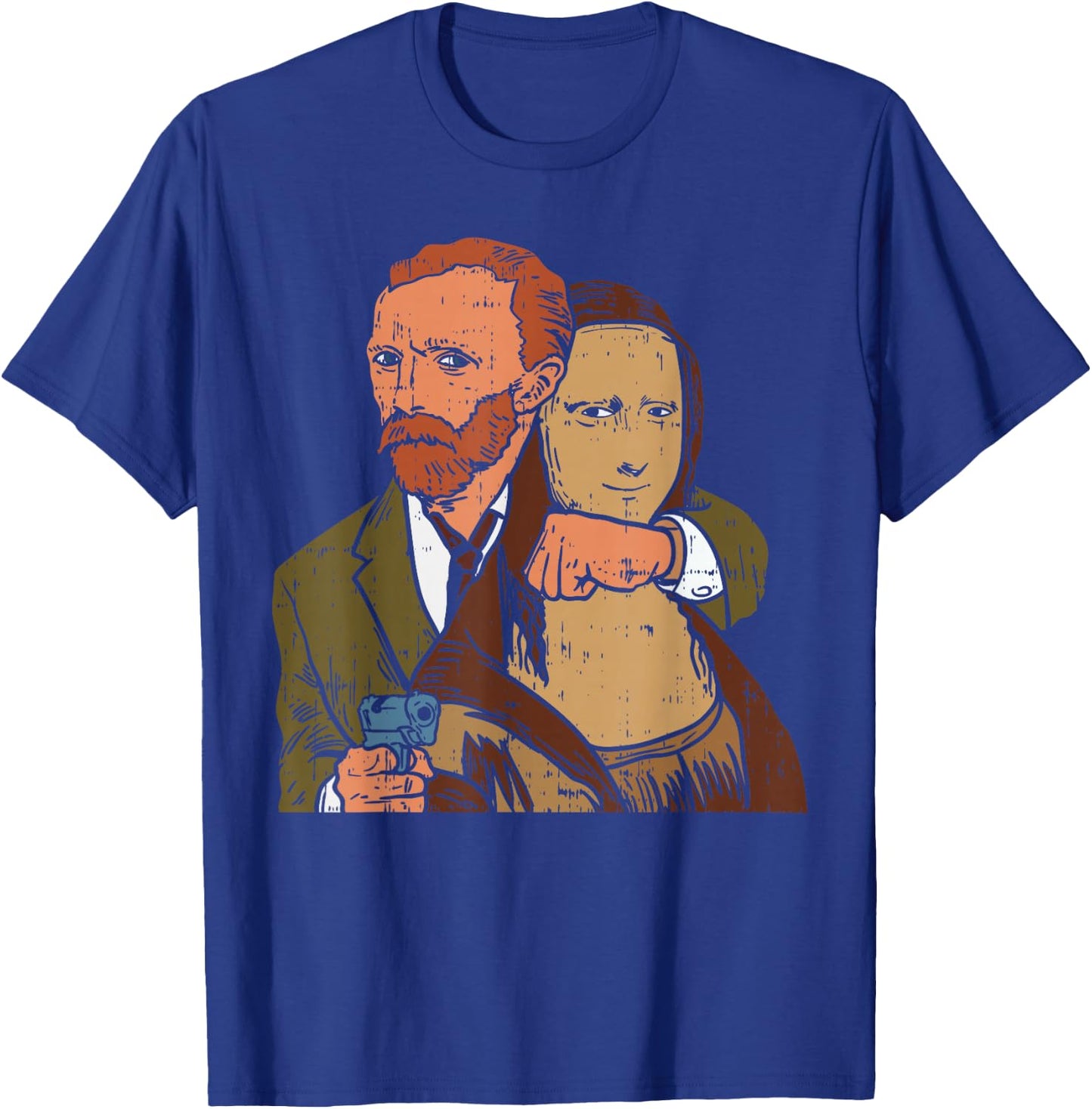 Van Gogh Mona Lisa Funny Famous Art Painting Parody Gift T-Shirt - T-Shirt | Royal