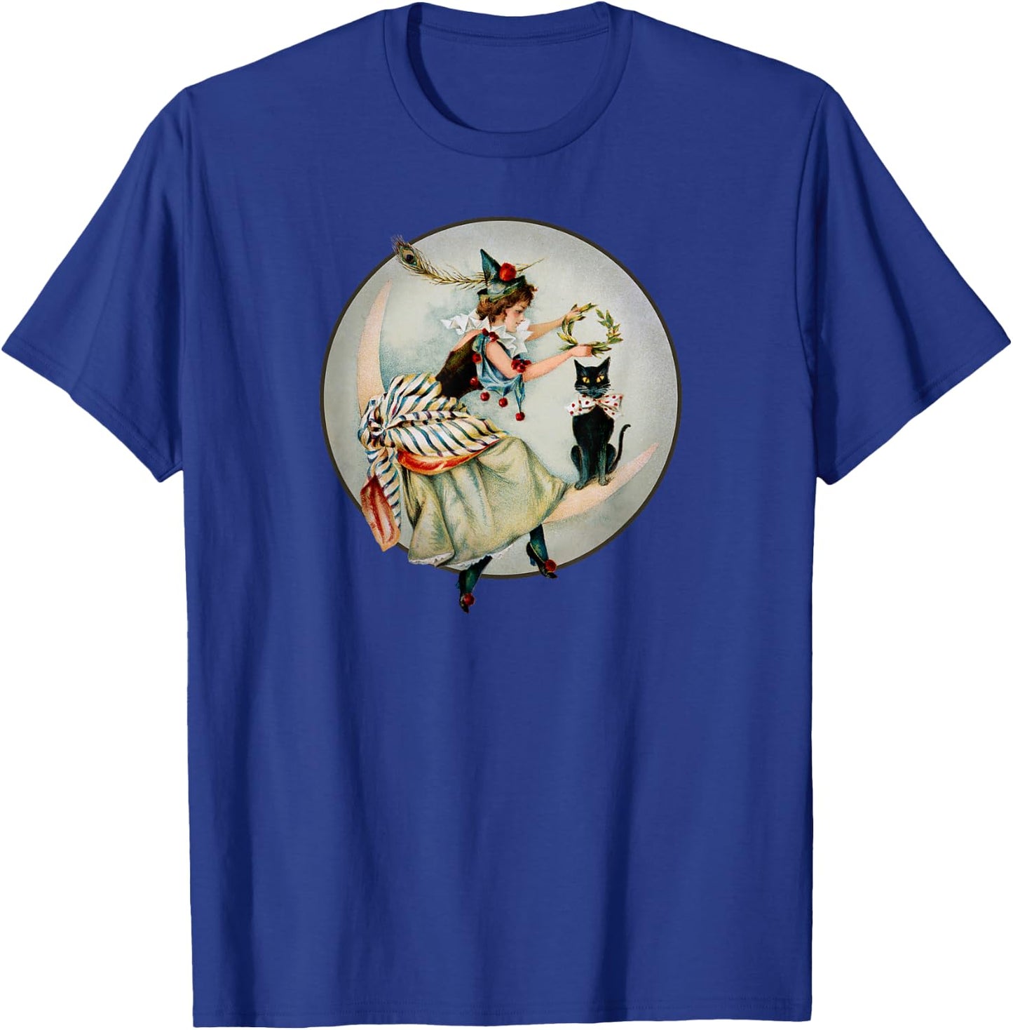 The Black Cat Magazine Vintage Halloween Woman And Cat T-Shirt - T-Shirt | Royal
