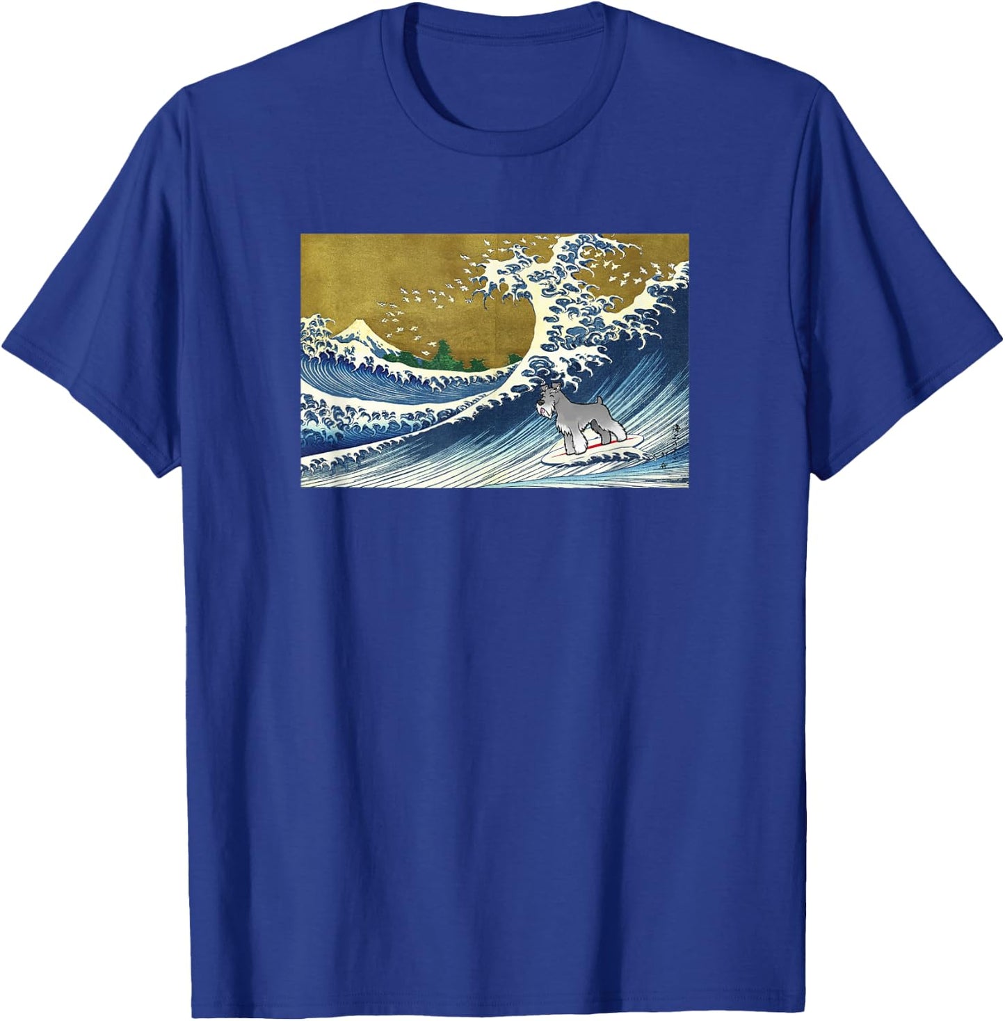 Funny Retro Vintage Surfing A Wave Miniature Schnauzer Lover T-Shirt - T-Shirt | Royal