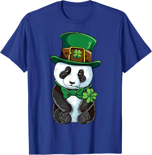 Panda Leprechaun Hat St Patricks Day Boys Girls Men Shamrock T-Shirt - T-Shirt | Royal
