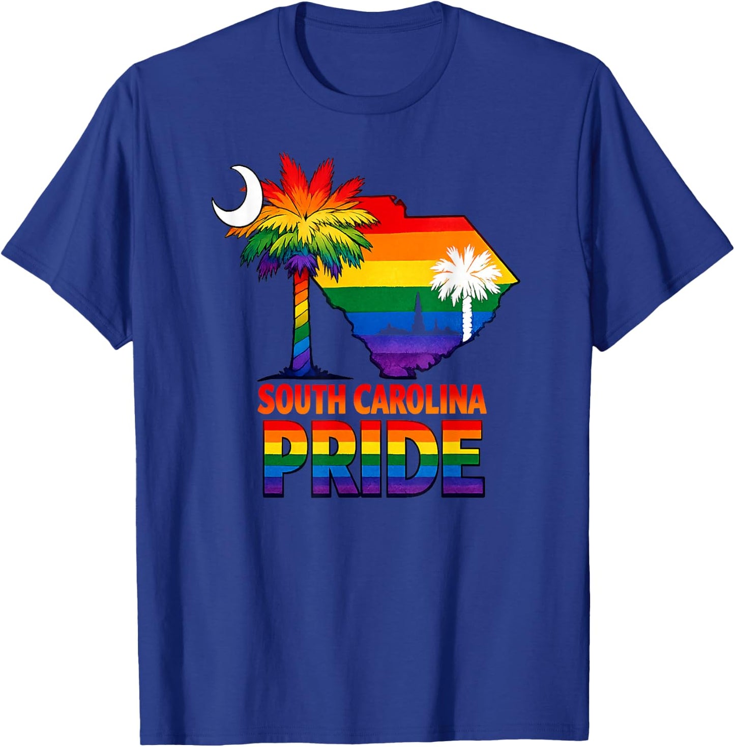 South Carolina Pride Palmetto Rainbow State Graphic T-Shirt - T-Shirt | Royal