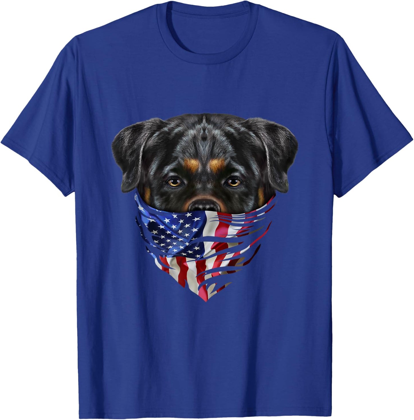 Patriotic Rottweiler Dog in Flag of USA Bandana T-Shirt - T-Shirt | Royal