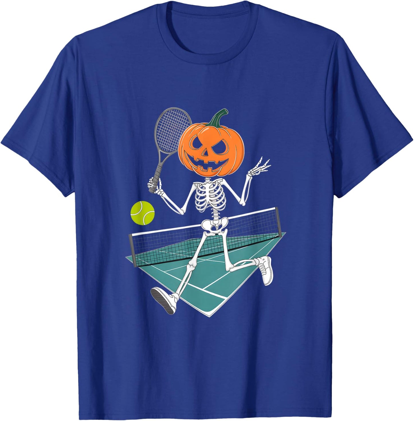 Tennis Pumpkin Jack O LanternFunny Halloween Pun T-Shirt - T-Shirt | Royal