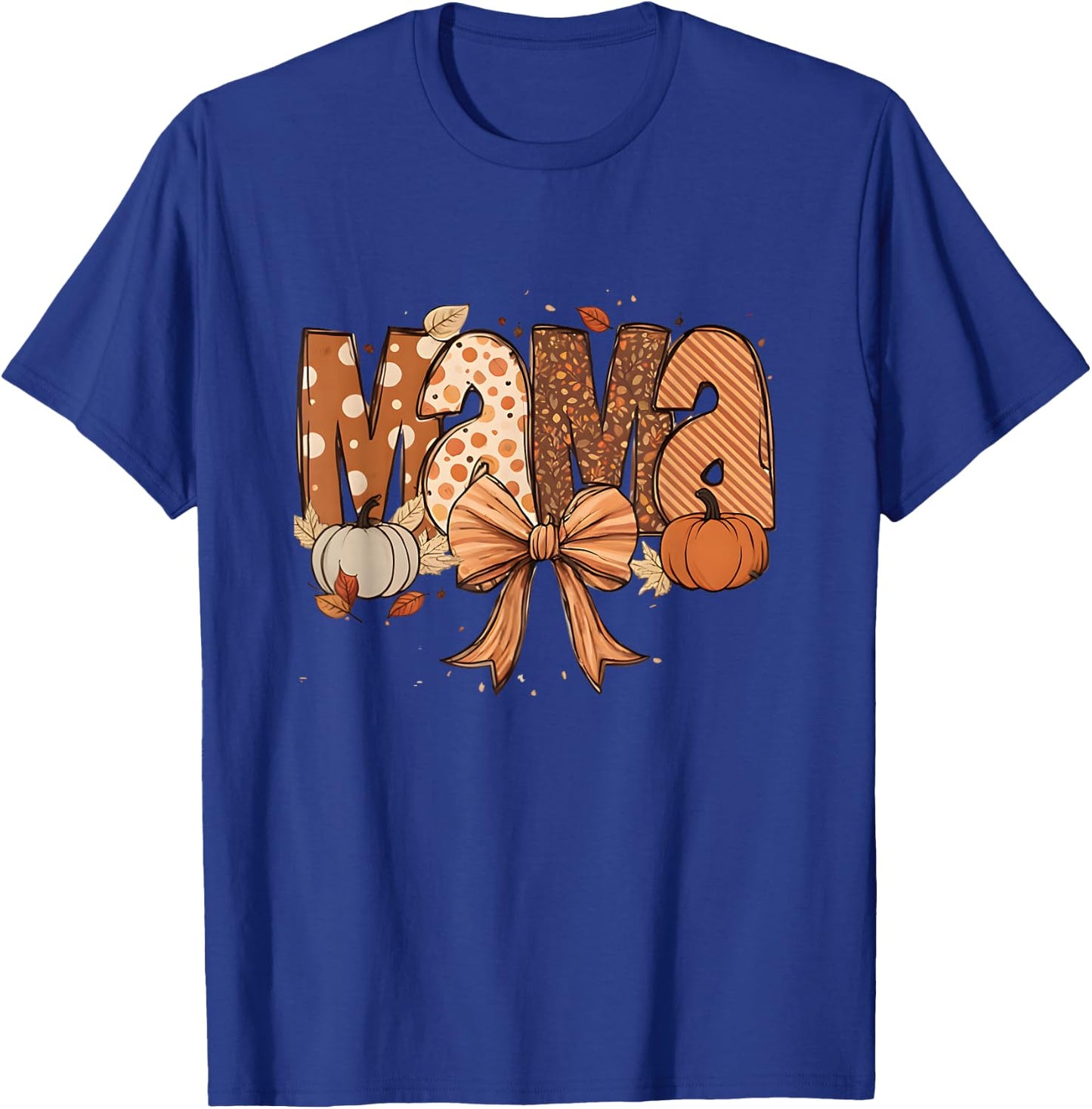 Fall Mama Autumn Coquette Pumpkin Vibes Mom Life T-Shirt - T-Shirt | Royal