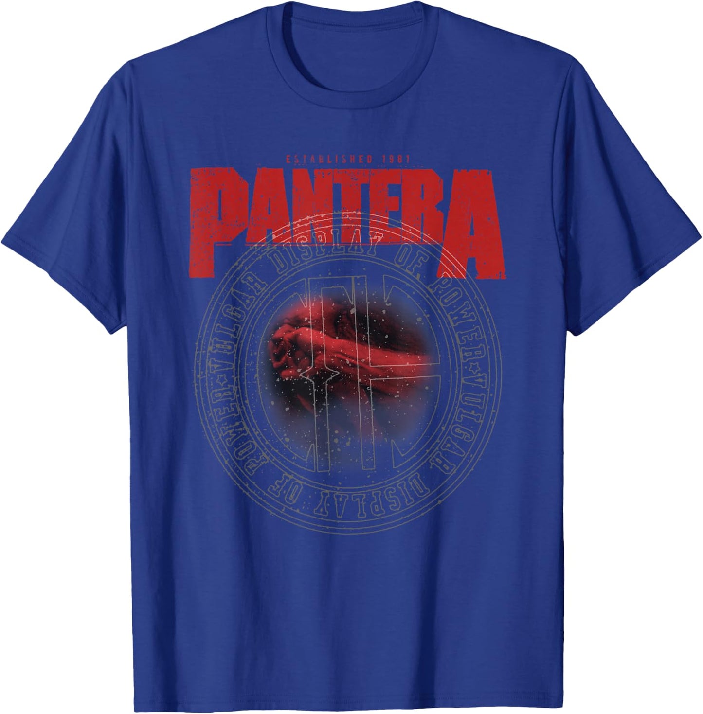 Pantera Official Vulgar Display of Power Circle Black -Adults Classic Fit Short Sleeve T-Shirt - T-Shirt | Royal