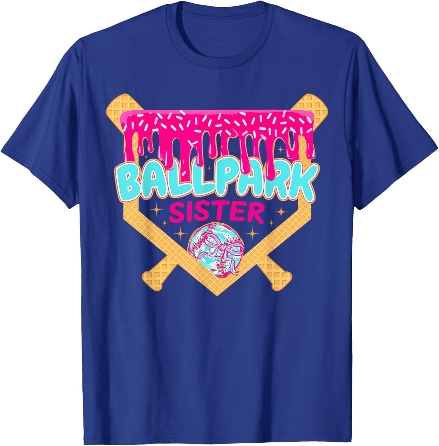 Baseball Drip Ballpark Sister Ice Cream Drip Tball Ball T-Shirt - T-Shirt | Royal