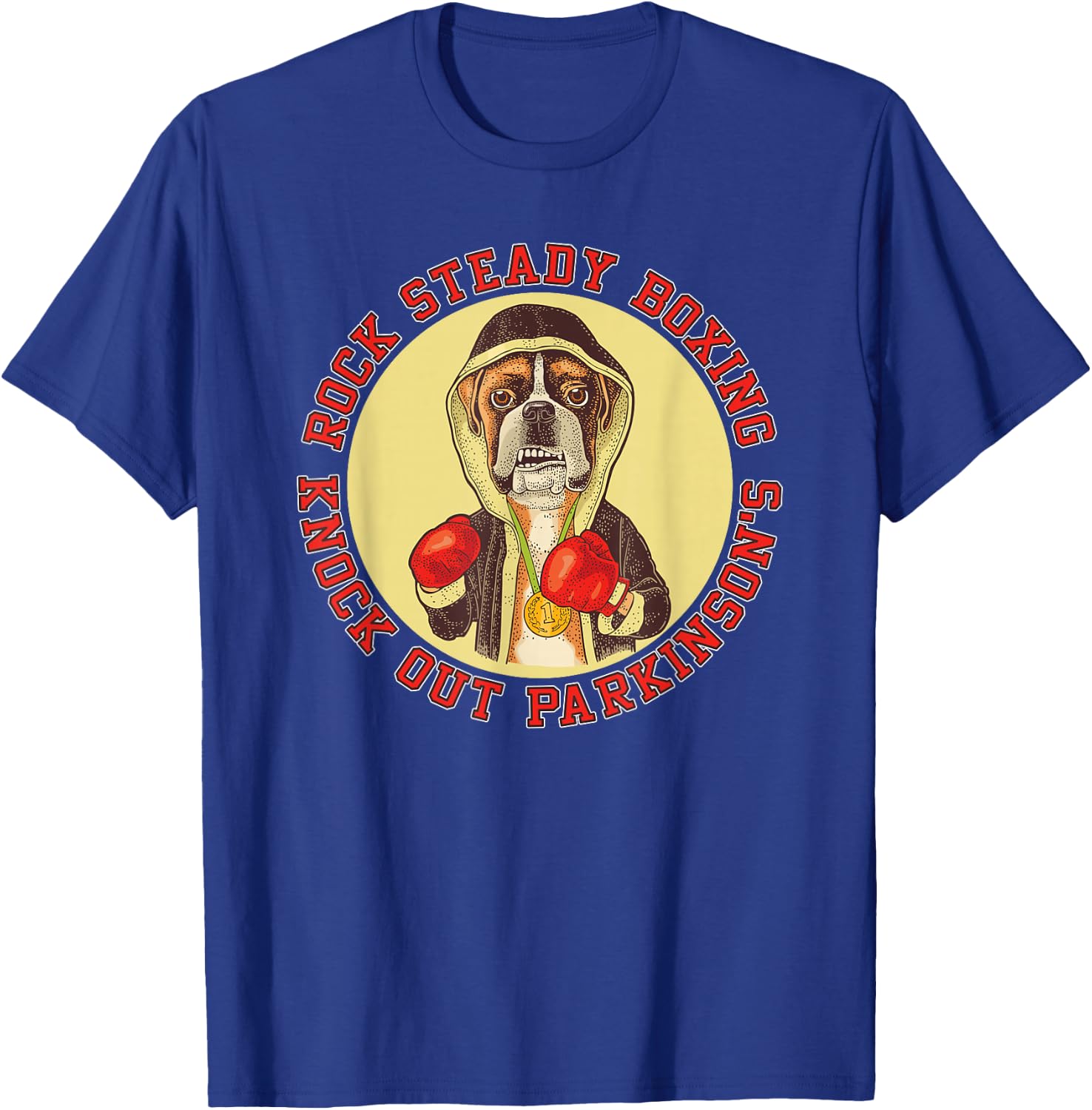 Rock Steady Boxing Parkinson's - Boxer Dog With Red Gloves T-Shirt - T-Shirt | Royal