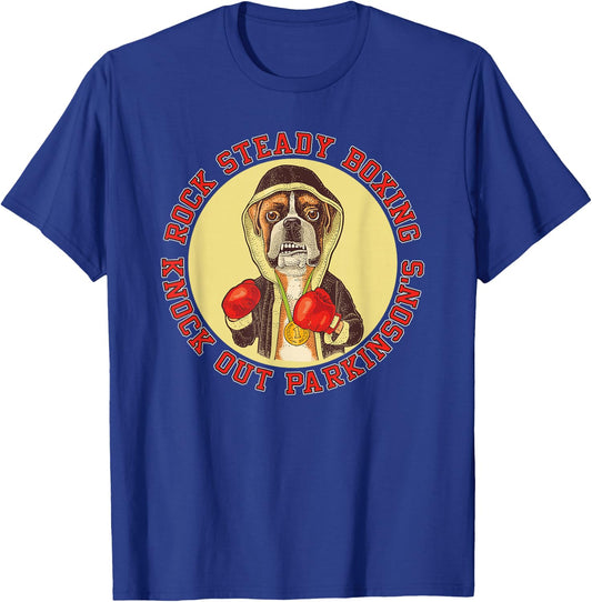 Rock Steady Boxing Parkinson's - Boxer Dog With Red Gloves T-Shirt - T-Shirt | Royal