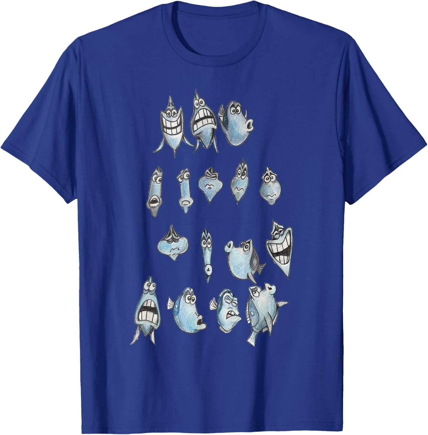 Disney Pixar Finding Nemo Dory Many Faces Silly Sketches T-Shirt - T-Shirt | Royal