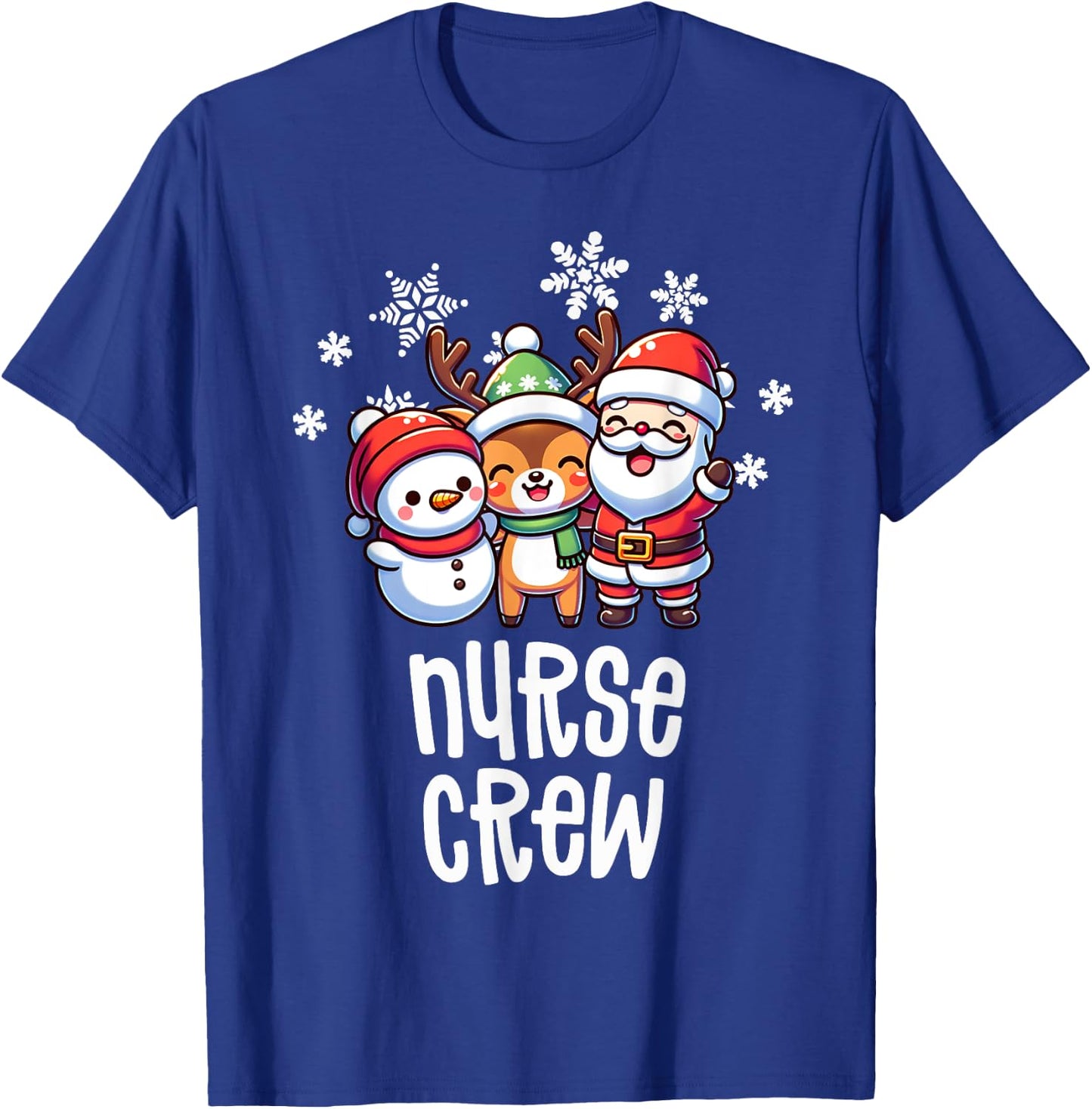 Christmas Nurse Crew Santa Snowman Holiday RN NICU PICU T-Shirt - T-Shirt | Royal