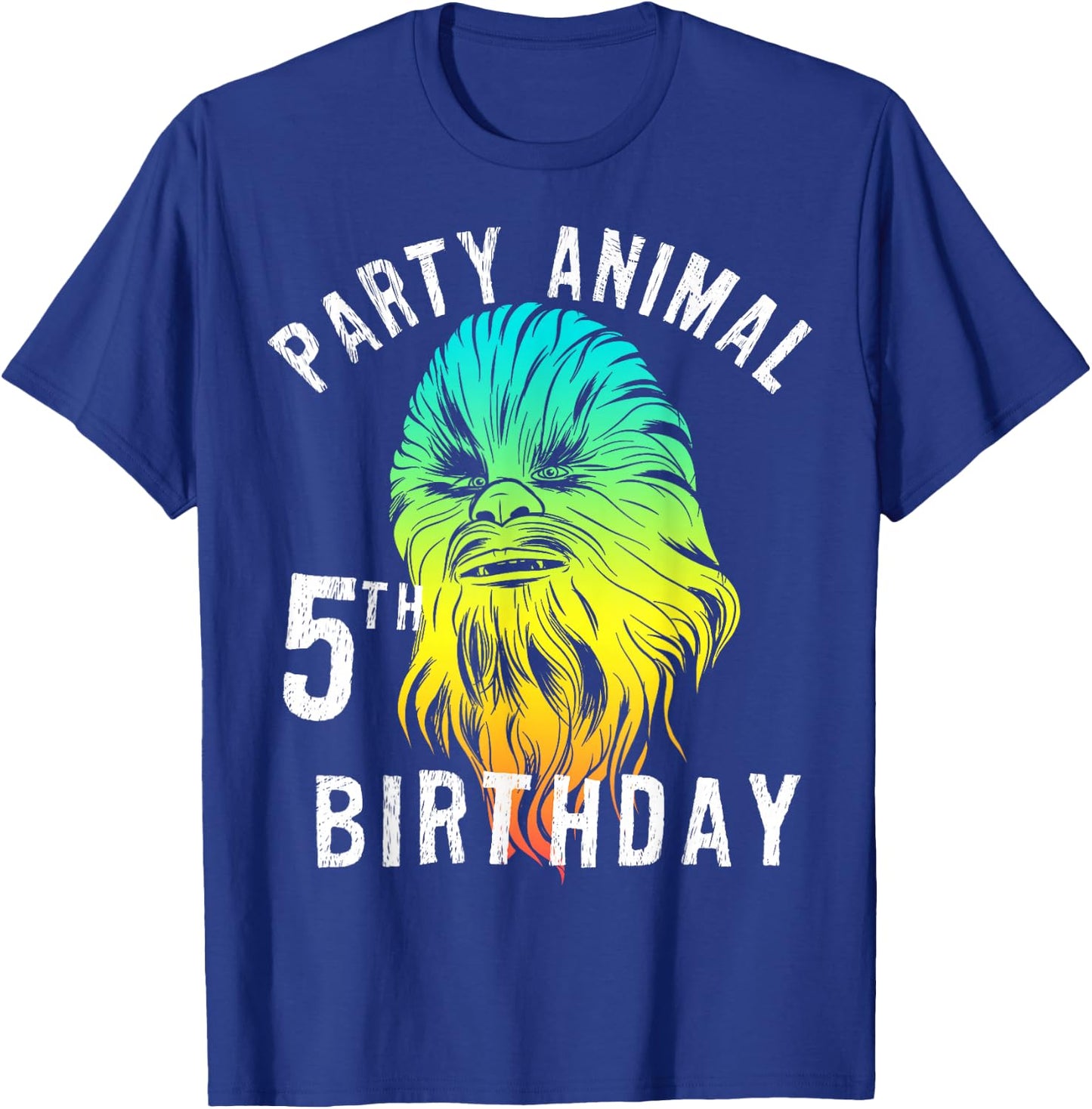 Star Wars Chewie Party Animal 5th Birthday Colorful Portrait T-Shirt - T-Shirt | Royal