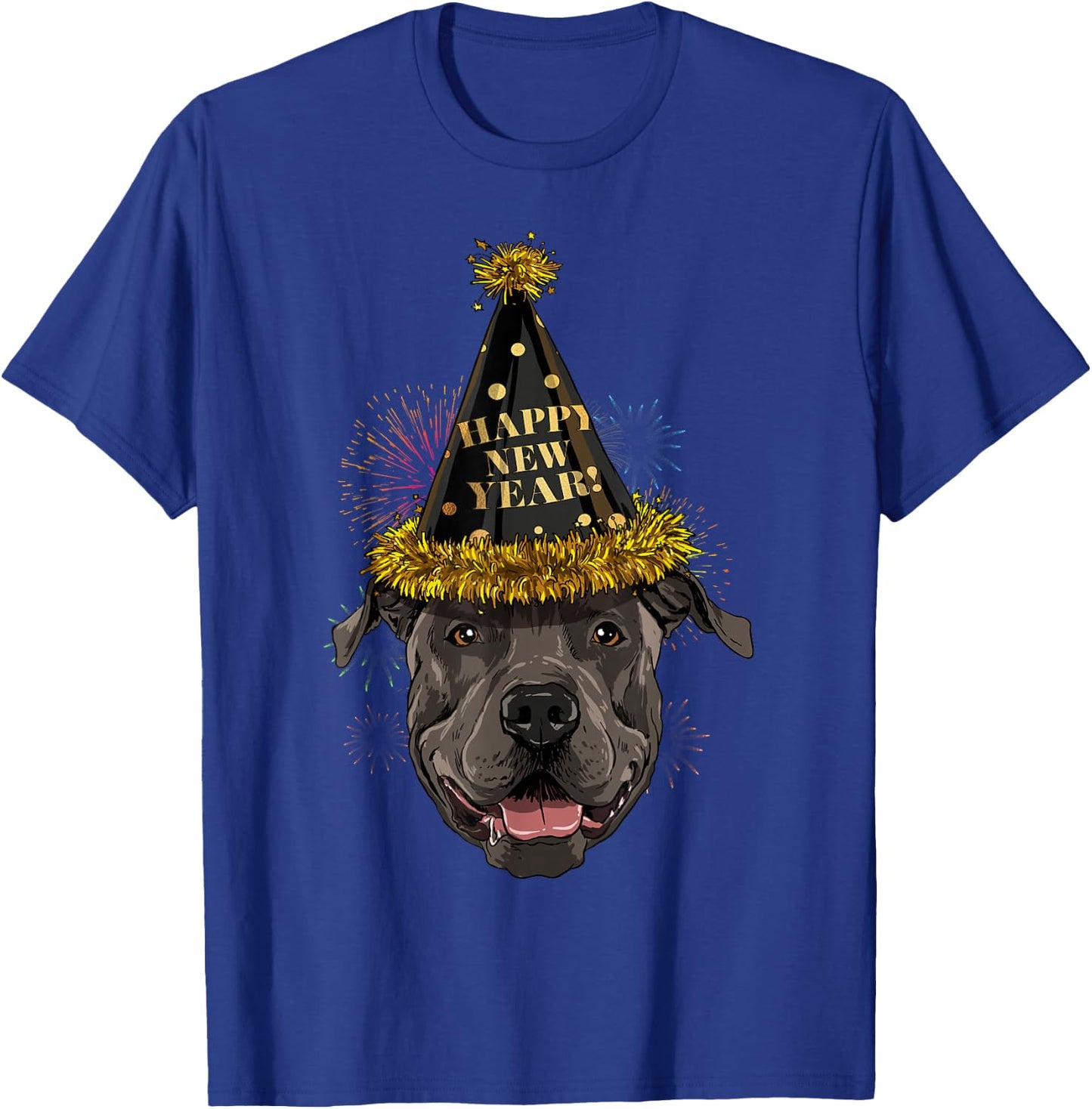 Pit Bull Happy New Year 2021 Dog New Years Eve Party T-Shirt - T-Shirt | Royal