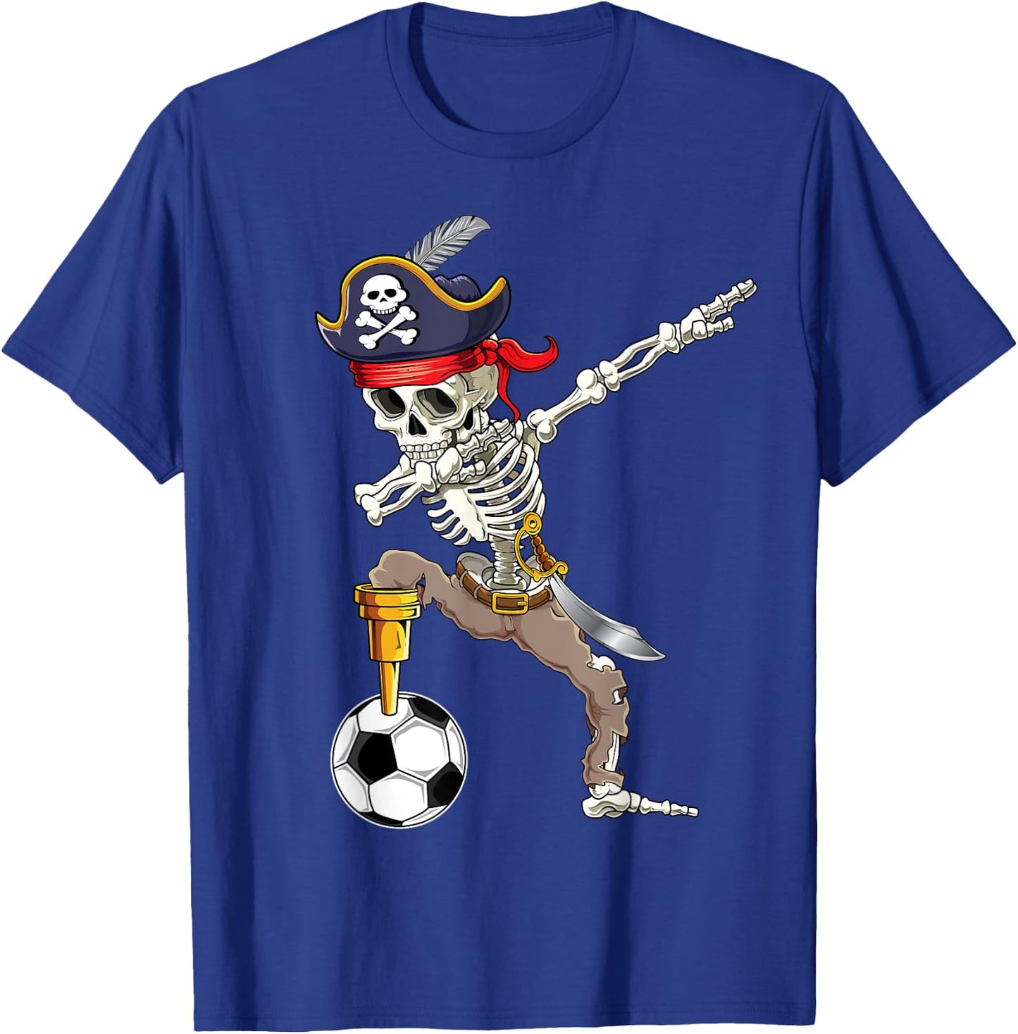 Dab Skeleton | Dabbing Skeleton Futbol Pirate Soccer Gifts T-Shirt - T-Shirt | Royal