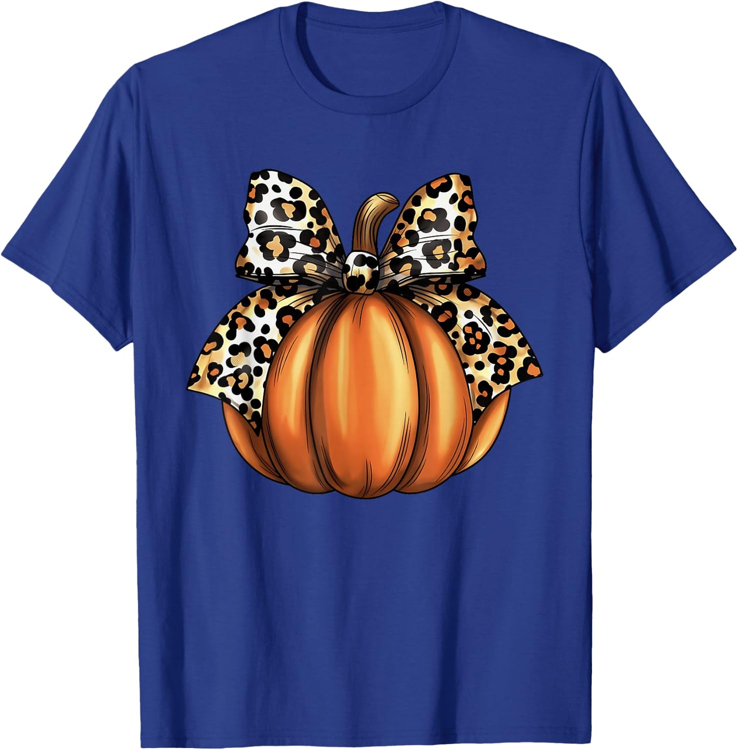 Pumpkin Leopard Coquette Bow Women Girls Kids Halloween T-Shirt - T-Shirt | Royal
