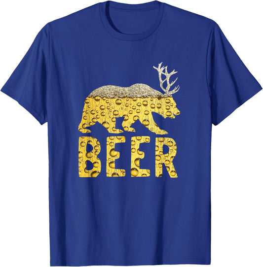 Beer Bubbles Bear+Deer=Beer Bear Antlers T-Shirt - T-Shirt | Royal