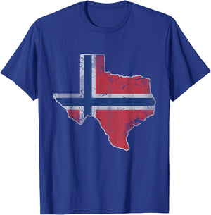 Texas Norwegian Flag Norge Norway Men Women Kids T-Shirt - T-Shirt | Royal