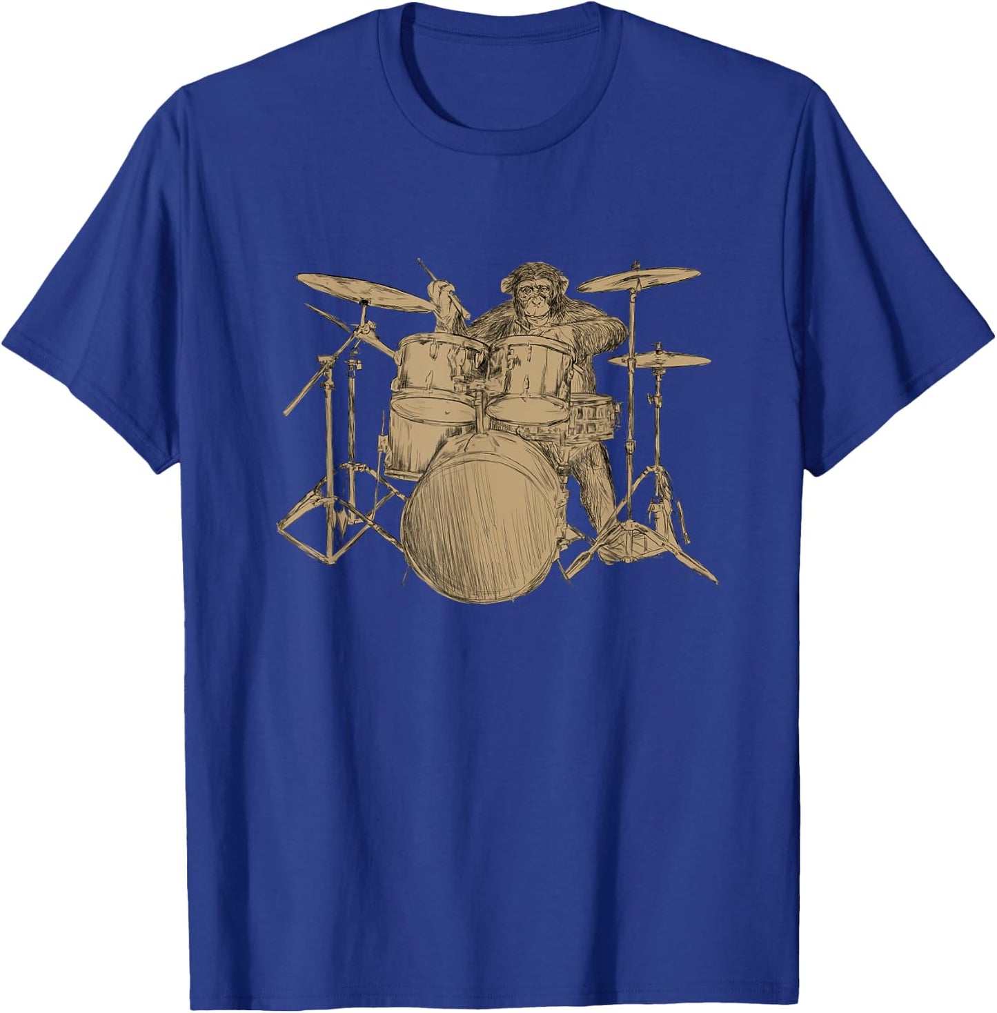 Drummer Shirt Men Monkey Lover Gift Drummer Musician T-Shirt - T-Shirt | Royal