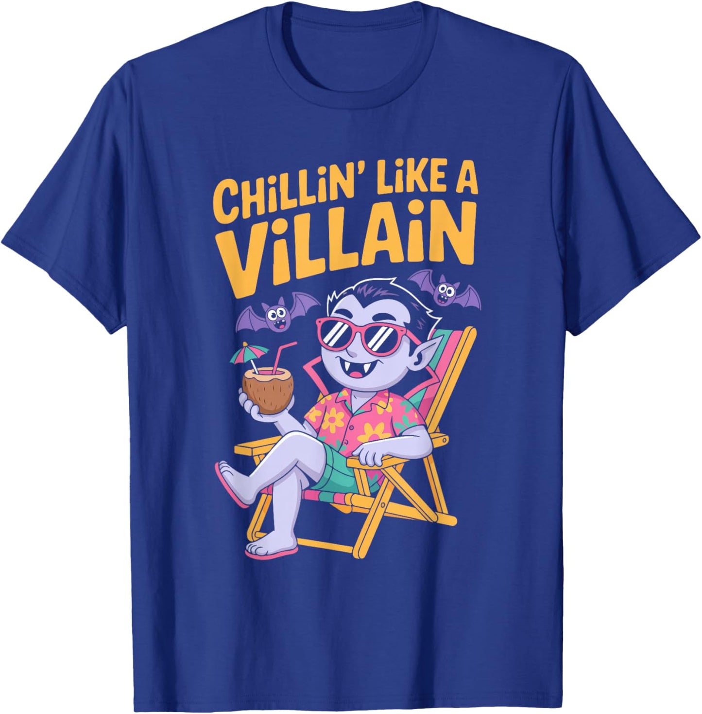 Chillin' Like A Villain Summerween Halloween Fun T-Shirt - T-Shirt | Royal